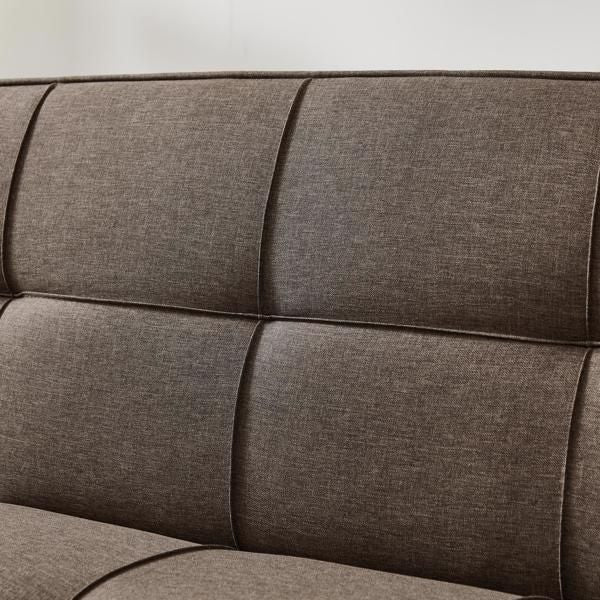 Brown Linen Sofa Bed, Convertible Sleeper Sofa with Arms, Solid Wood Feet and Plastic Centre Legs