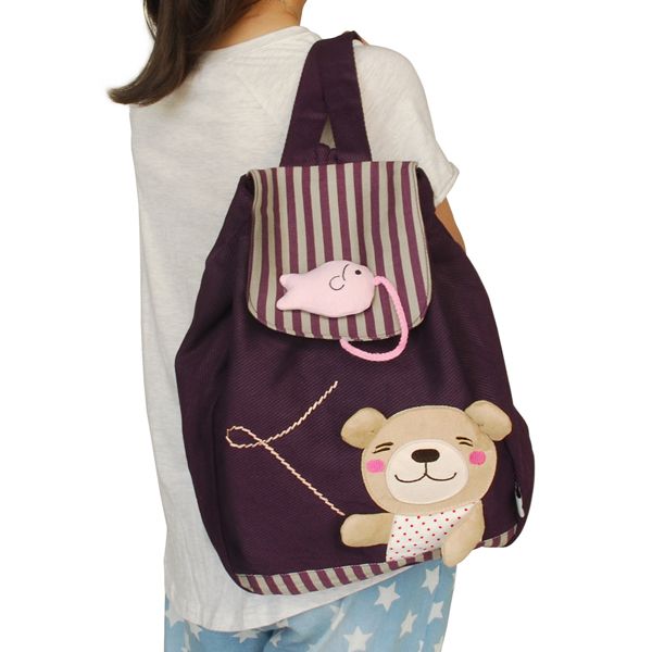 [Happy School Day] Fabric Art School Backpack Outdoor Daypack