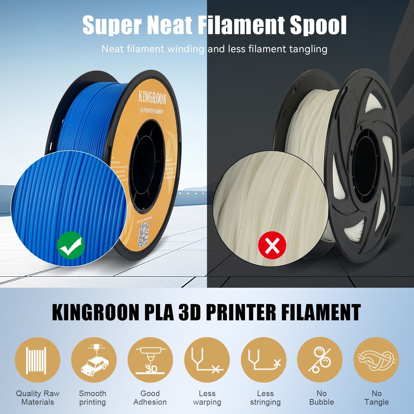 5KG 10KG PLA Filament 1.75mm 2.2LBS(1KG)/Spool Eco-Friendly 3D Printer Filament No Bubble High Quality 3D Printing Materials