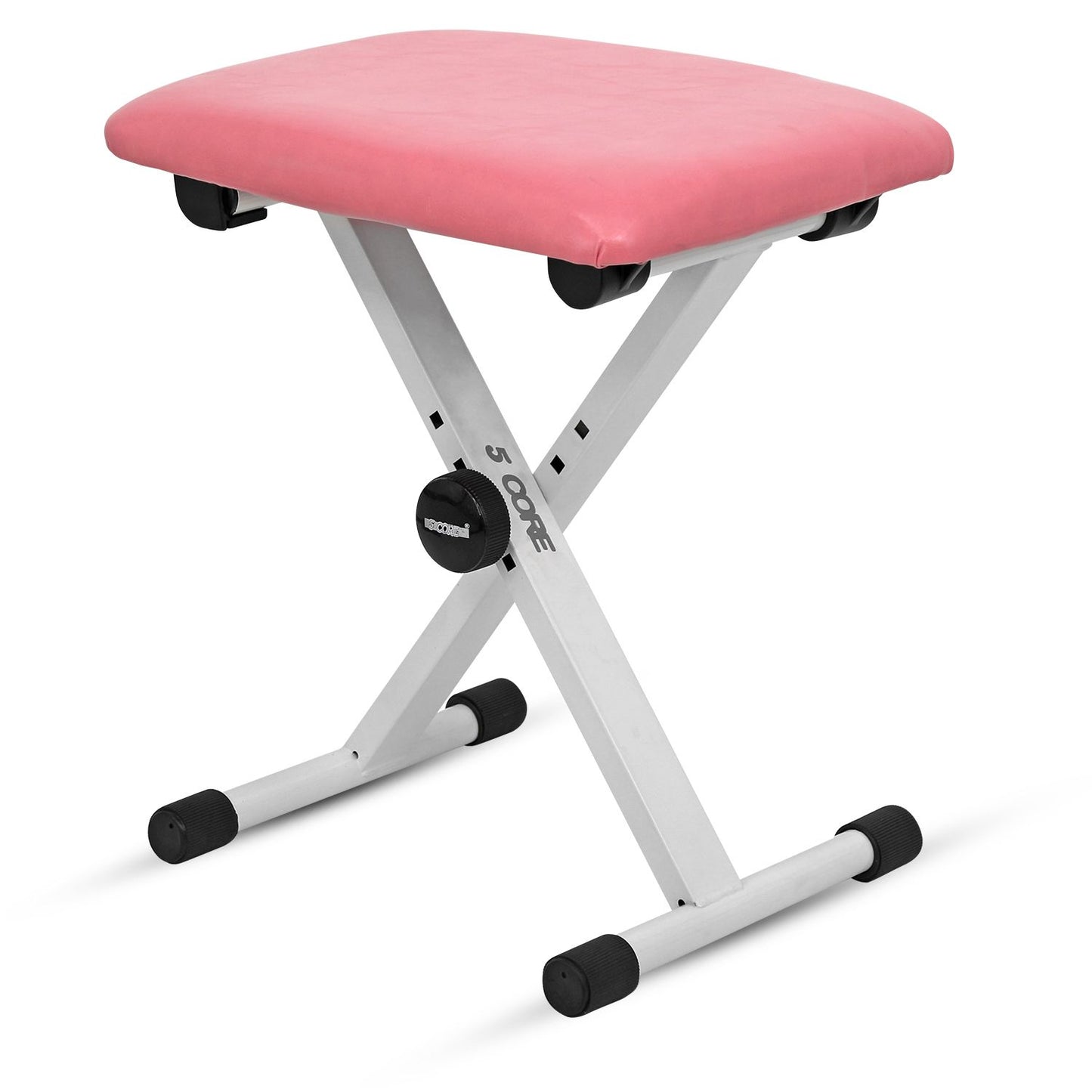 5 CORE Keyboard Bench Pair X Style Piano Stool Thick Padded 12 to 18.5 inch Adjustable Keyboards Chair Pink KBB02PNK