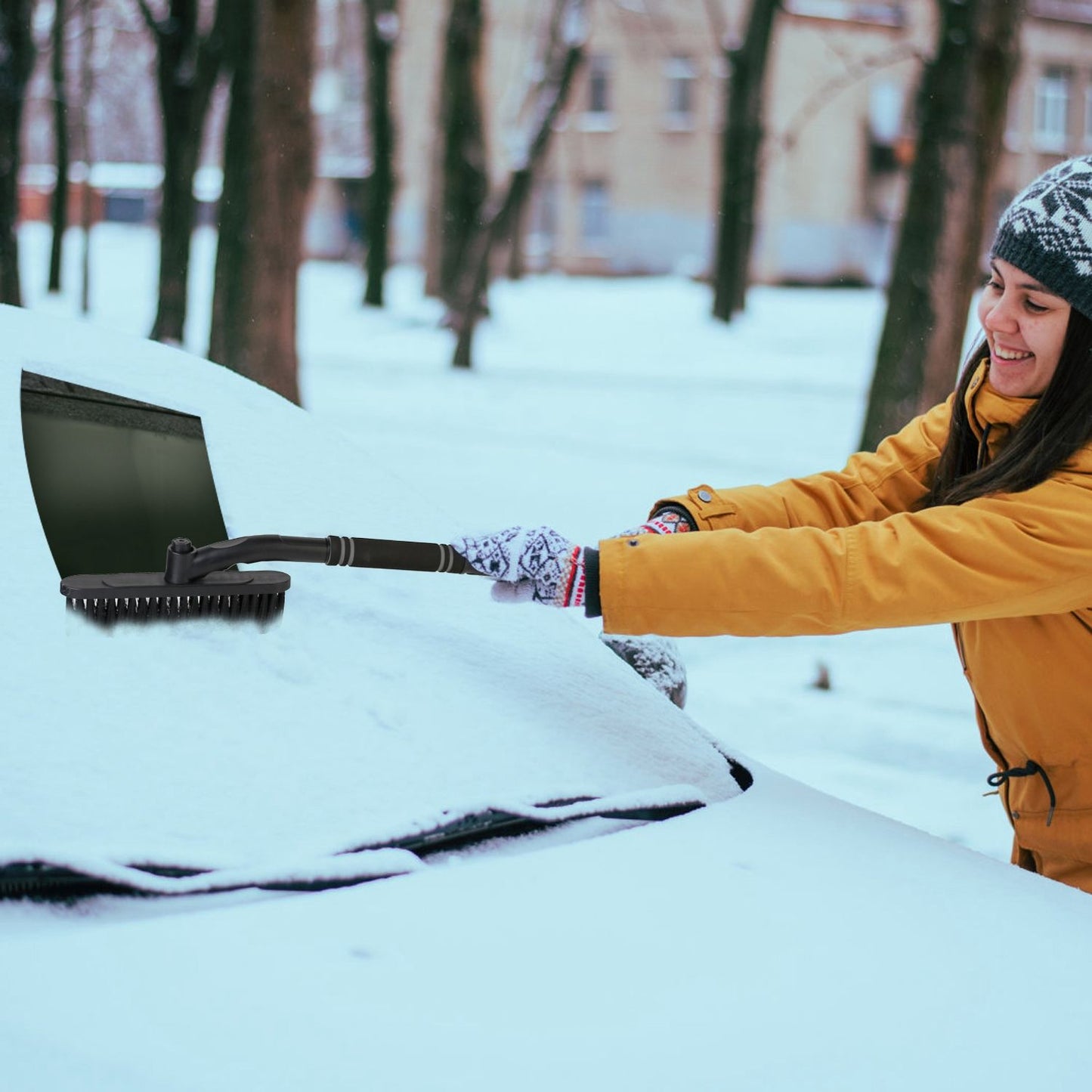 3 In 1 Windshield Ice Scraper Extendable Car Snow Removal Tool Telescoping Car Broom Snow Shovel Automobile Frost Removal